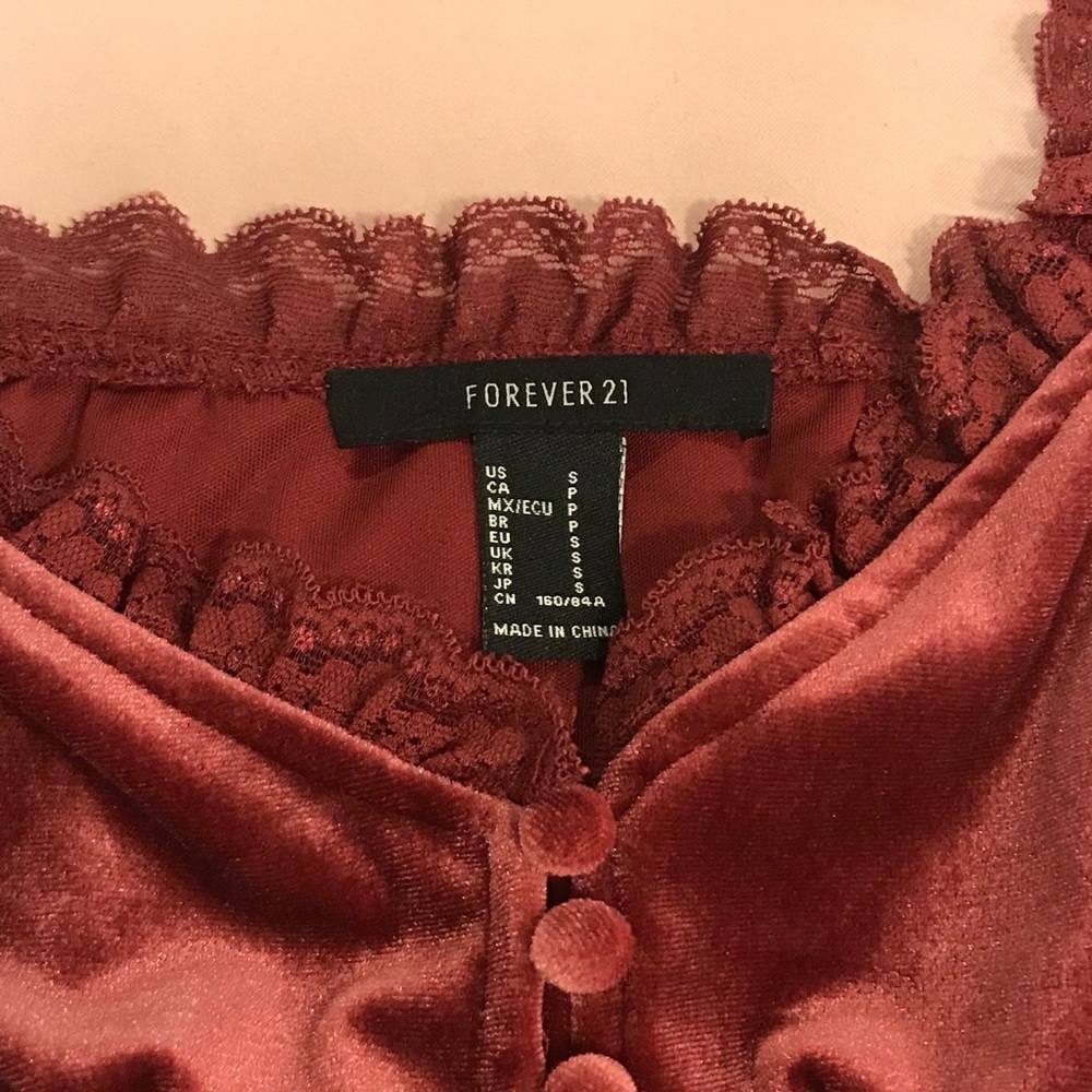Velvet Button Cropped Top - S - Picture 3 of 3